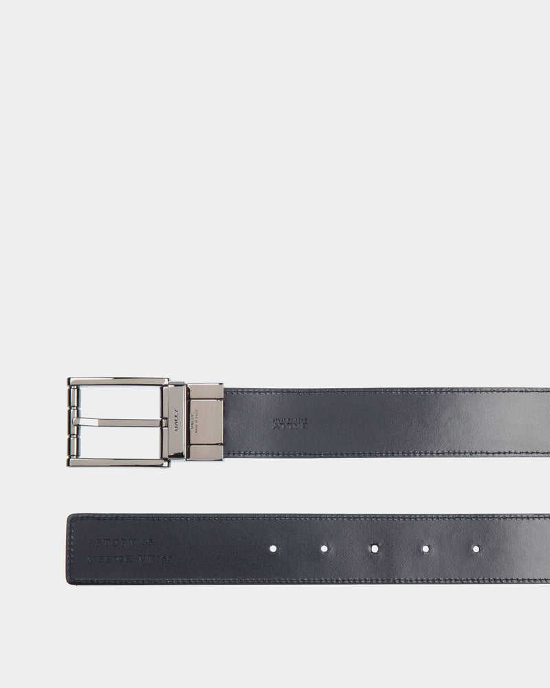 Astory 35mm Reversible And Adjustable Belt In Black And Navy Blue Leather