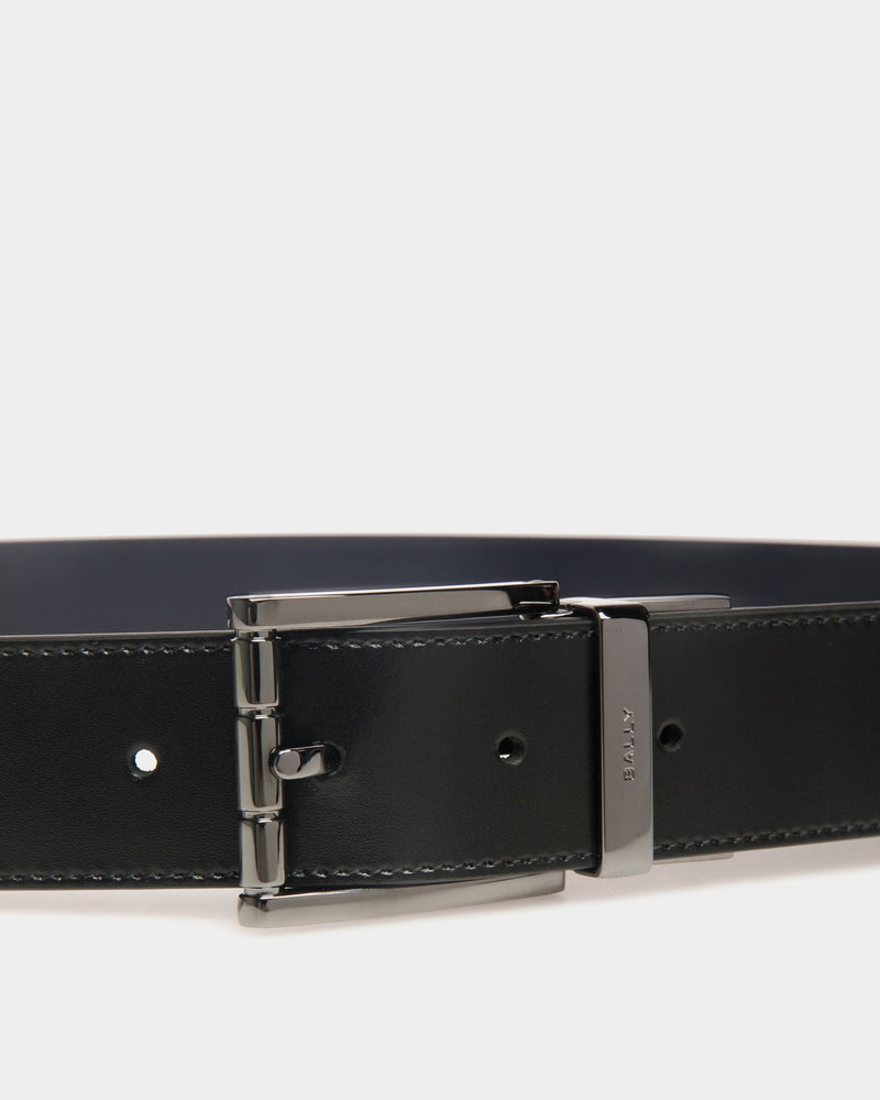 Astory 35mm Reversible And Adjustable Belt In Black And Navy Blue Leather