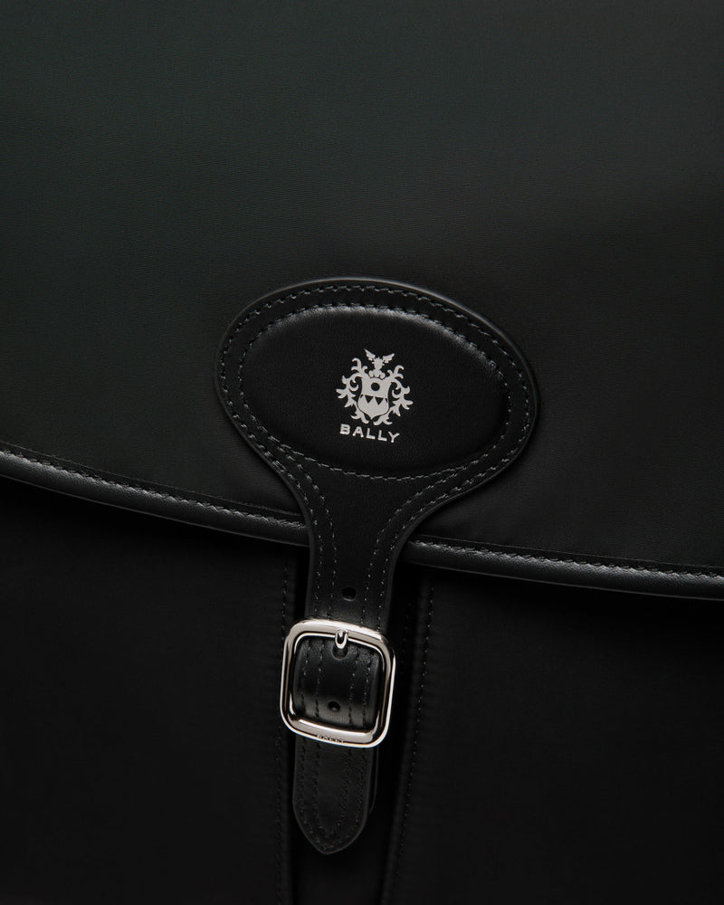 B-Light Crossbody Bag in Black Nylon and Leather