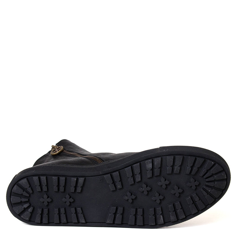 Black boot sole on a white background