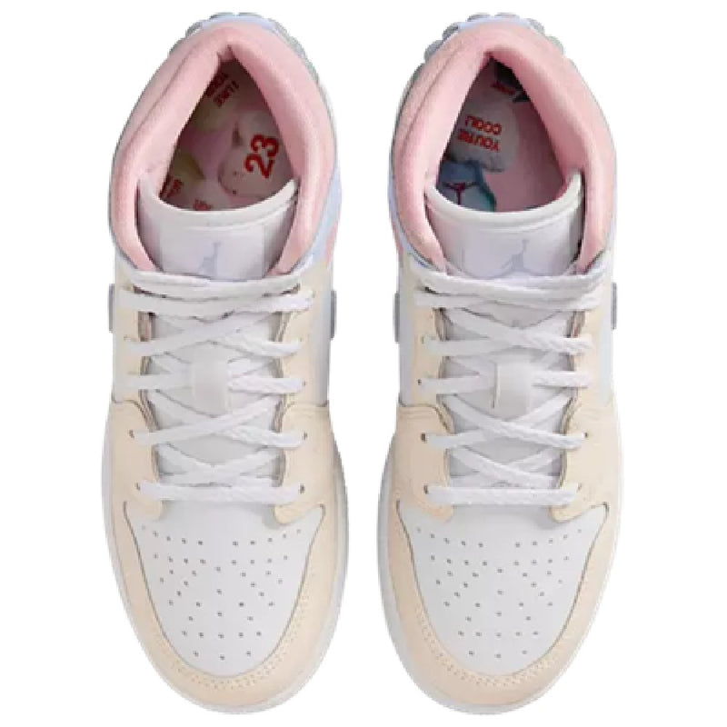 Big Kid's Jordan 1 Mid SE Half Blue/Half Blue-Pale Ivory (IB7057 403)