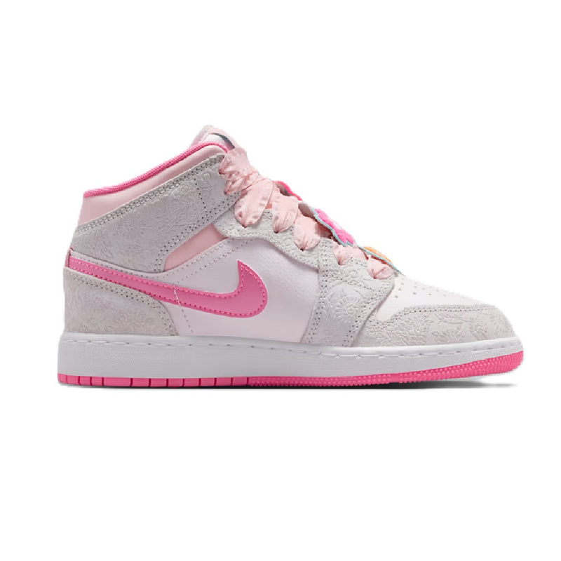 Big Kid's Jordan 1 Mid SE "Spring Flowers" Vt Gr/Pk Glw-Sail (II0592 001)