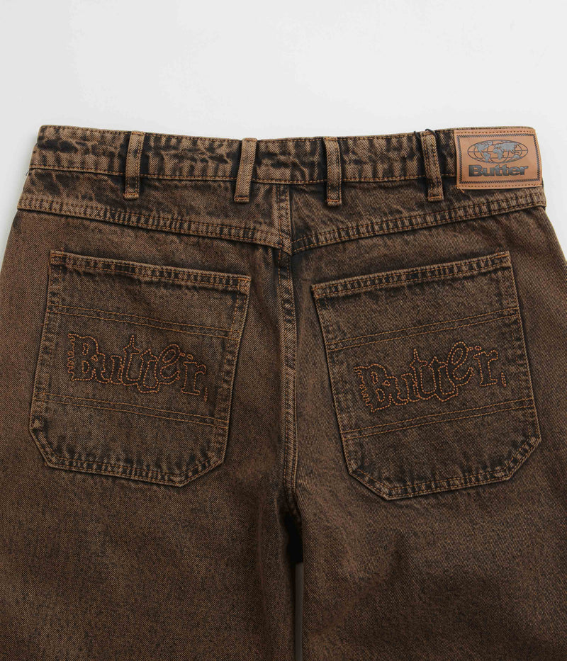 Butter Goods Breakdown Relaxed Jeans in Acid Wash Brown