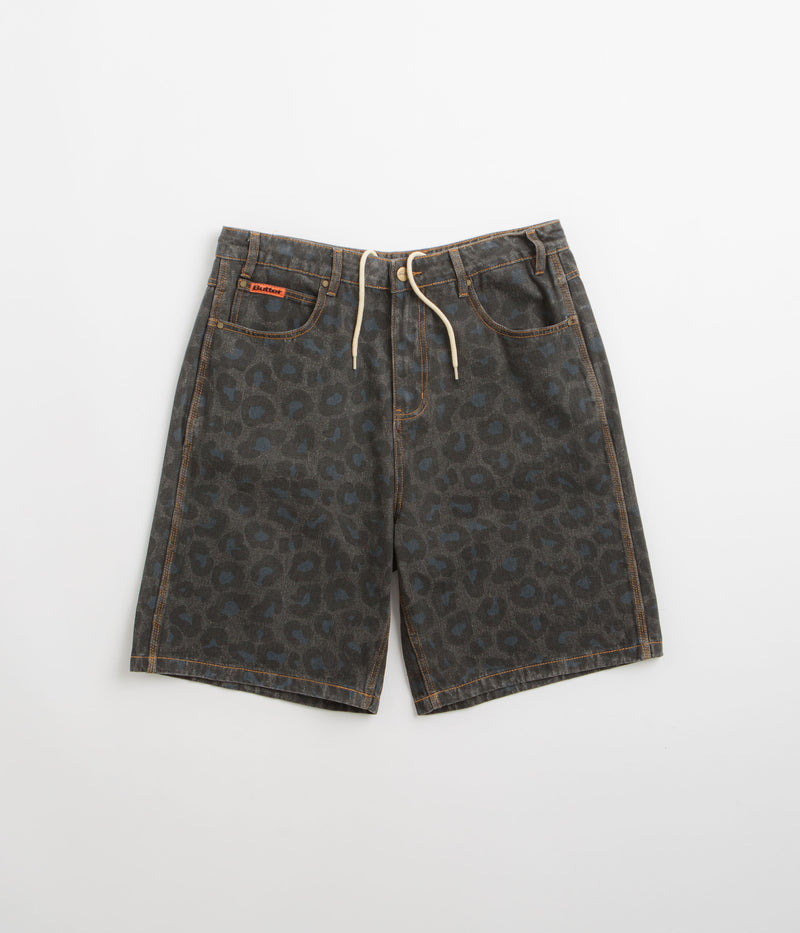 Butter Goods Leopard Denim Shorts in Black