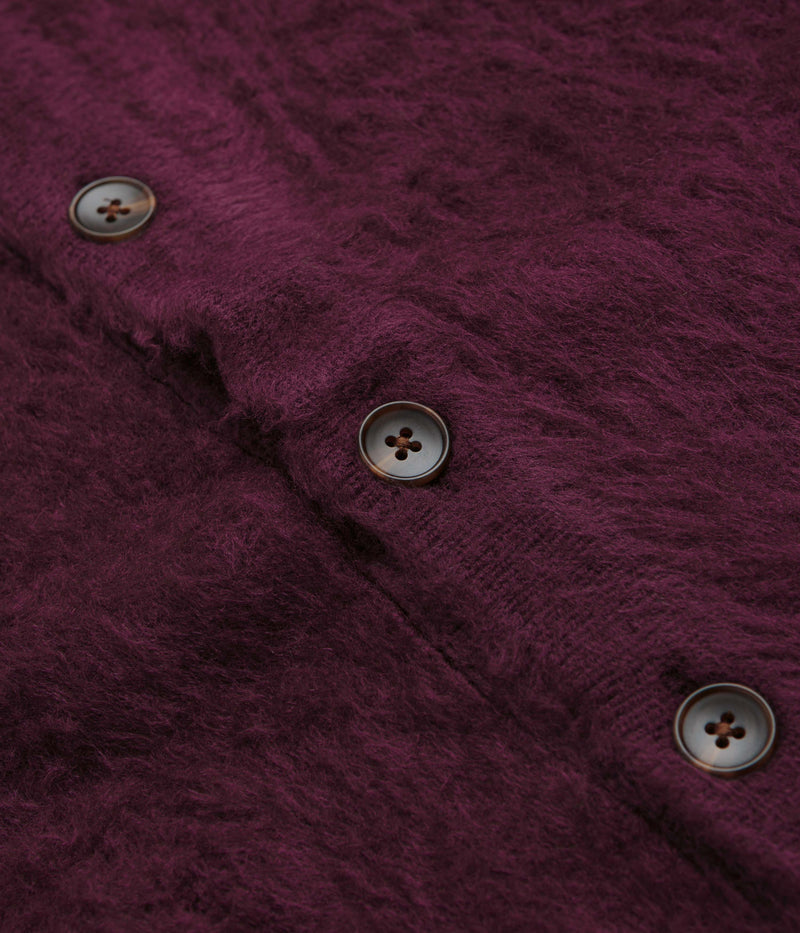 Butter Goods Mohair Button Up Knitted Shirt in Port