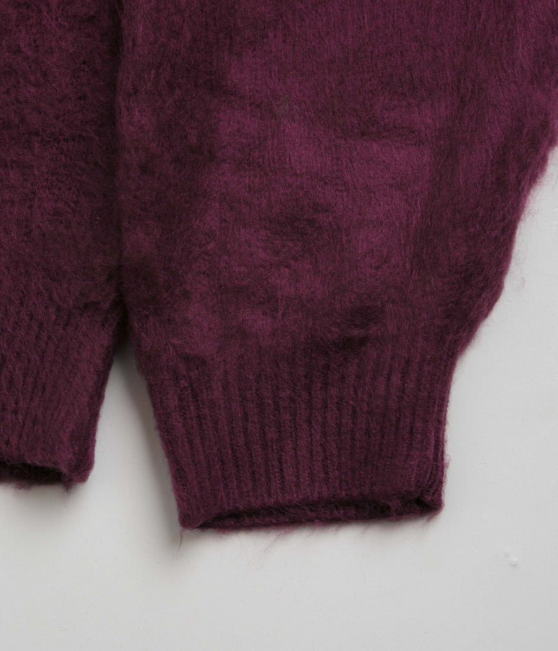 Butter Goods Mohair Button Up Knitted Shirt in Port
