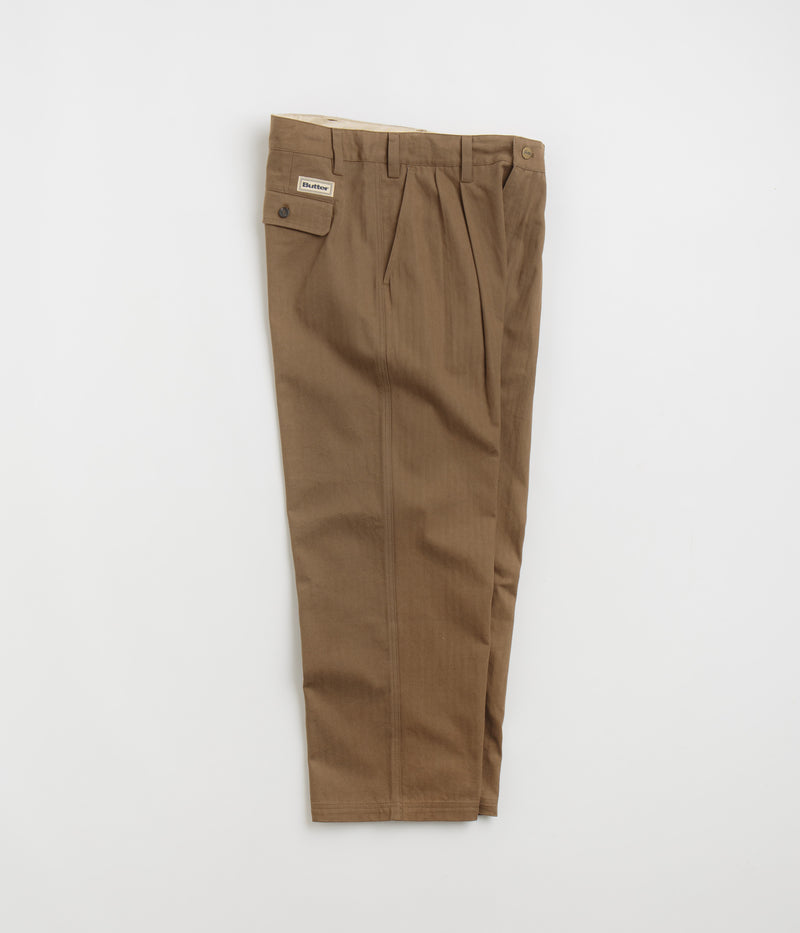 Butter Goods Pleated Trousers in Brown