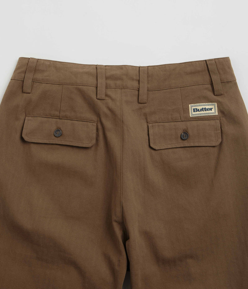 Butter Goods Pleated Trousers in Brown