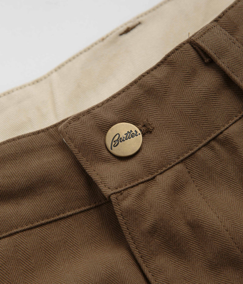 Butter Goods Pleated Trousers in Brown