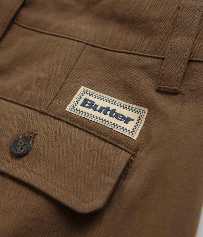 Butter Goods Pleated Trousers in Brown