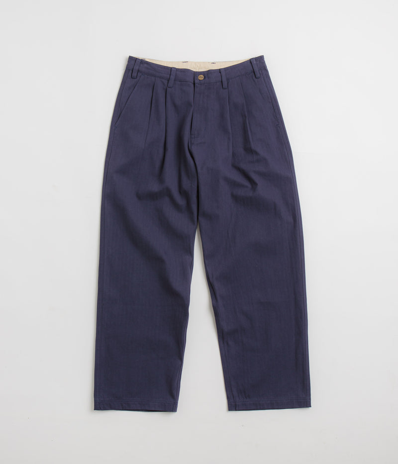 Butter Goods Pleated Trousers in Navy