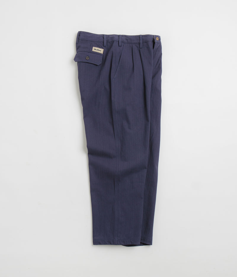 Butter Goods Pleated Trousers in Navy