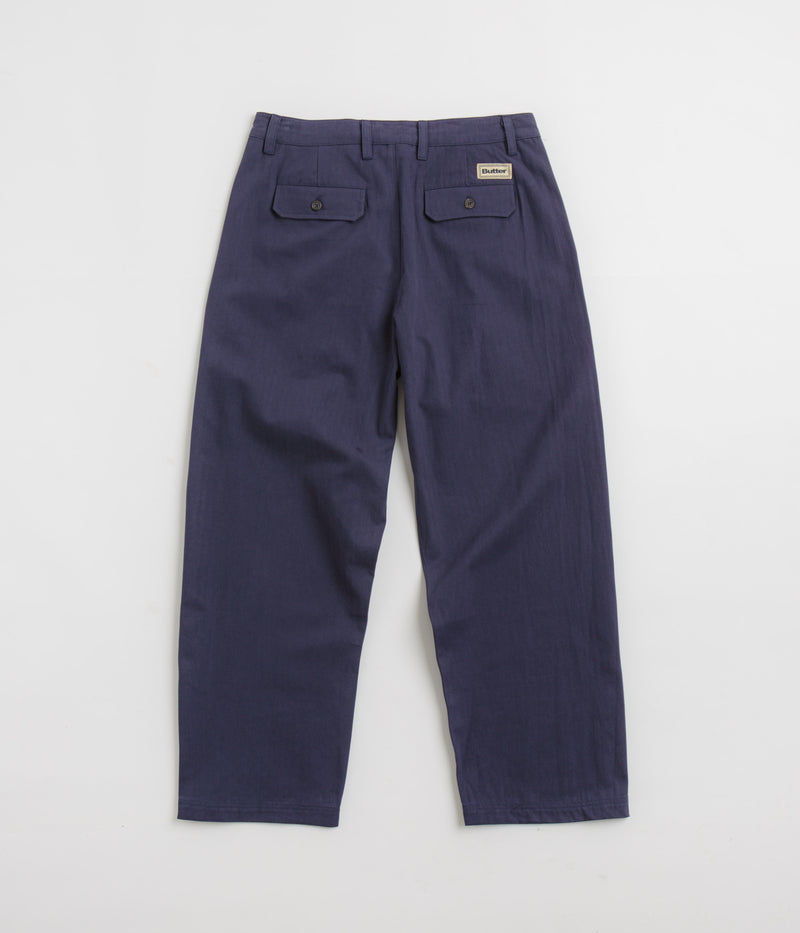 Butter Goods Pleated Trousers in Navy