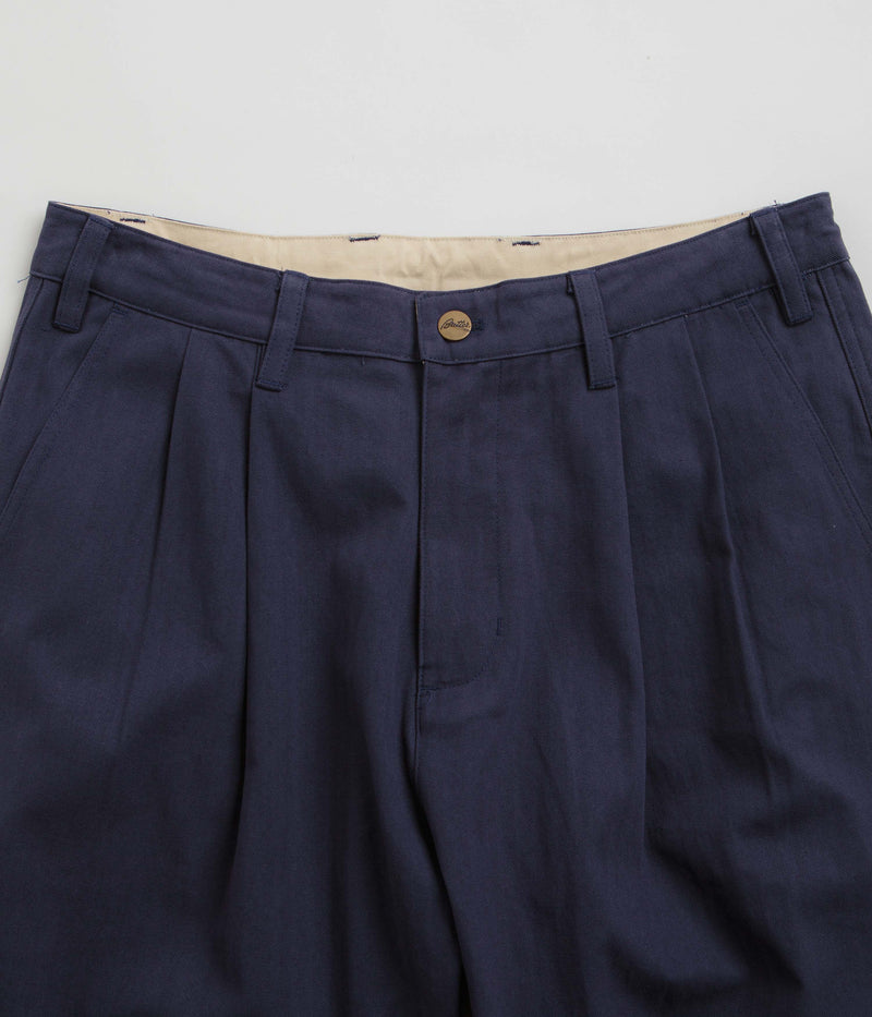 Butter Goods Pleated Trousers in Navy