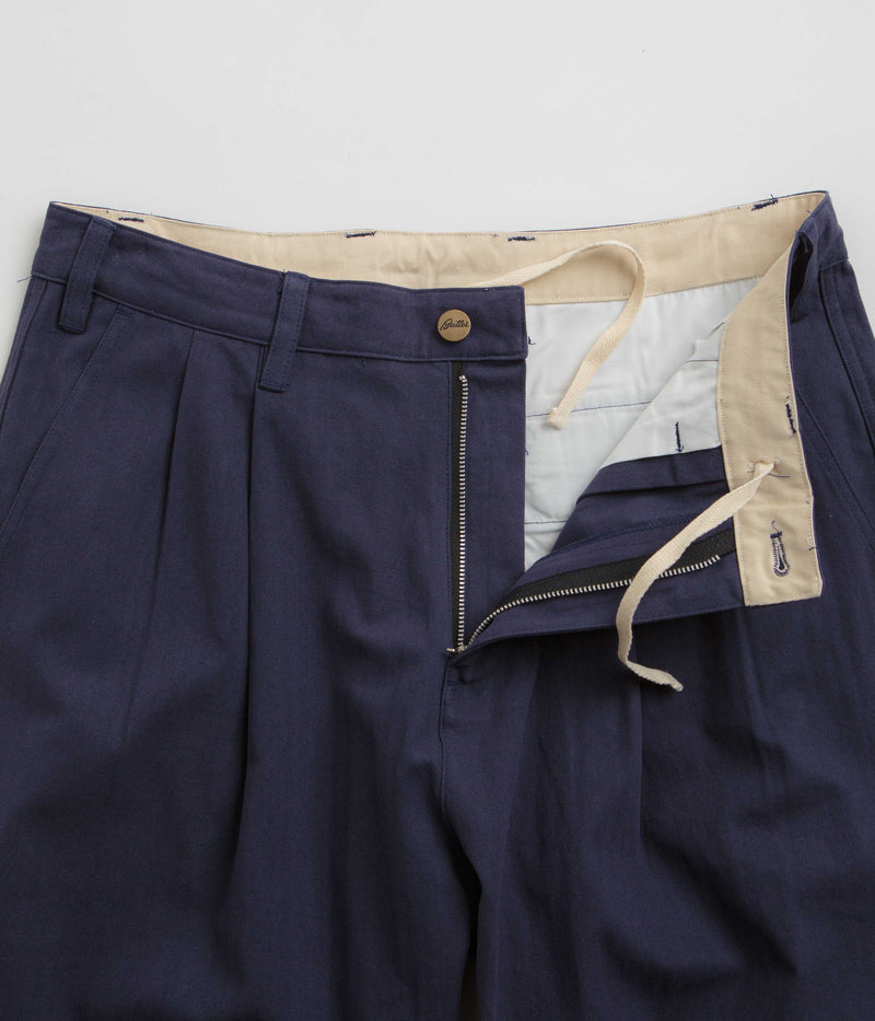 Butter Goods Pleated Trousers in Navy