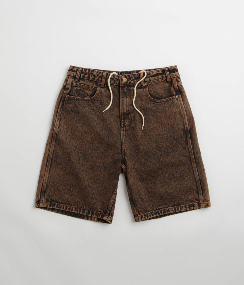 Butter Goods Spider Denim Shorts in Acid Brown