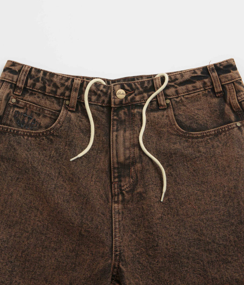 Butter Goods Spider Denim Shorts in Acid Brown