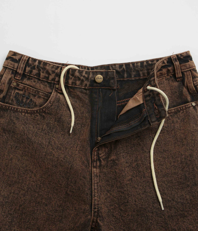 Butter Goods Spider Denim Shorts in Acid Brown