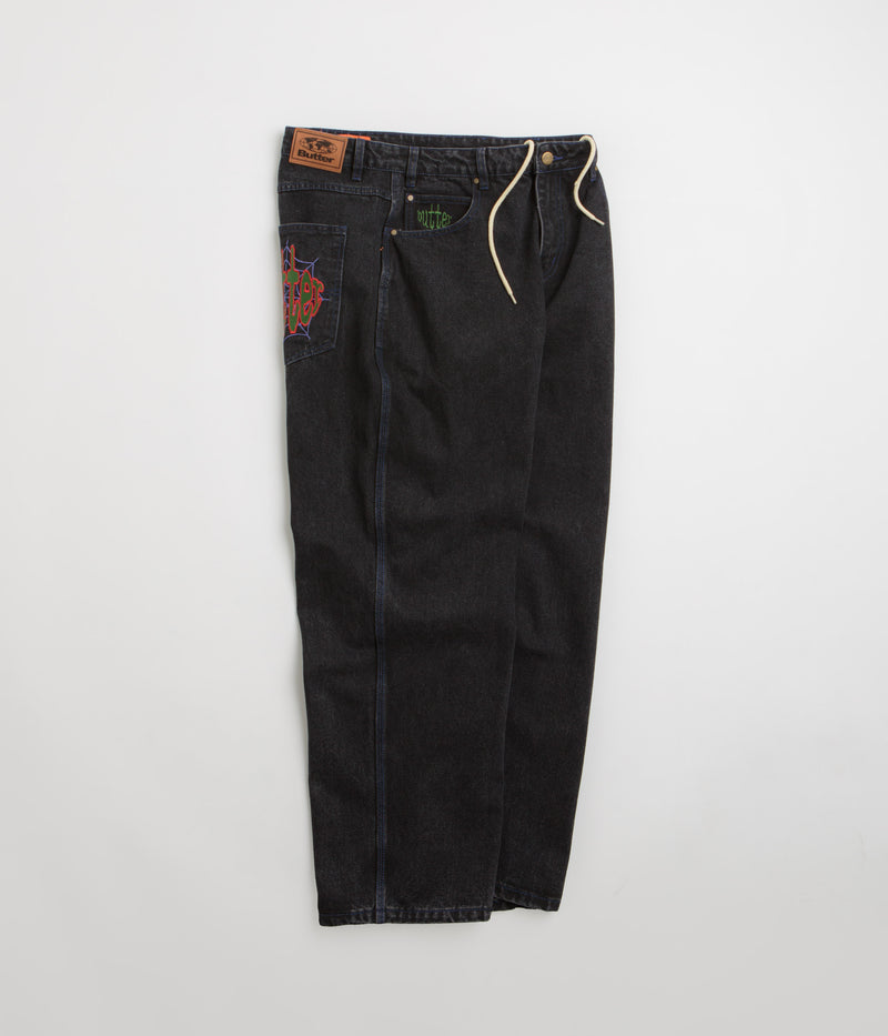 Butter Goods Spider Jeans in Washed Black