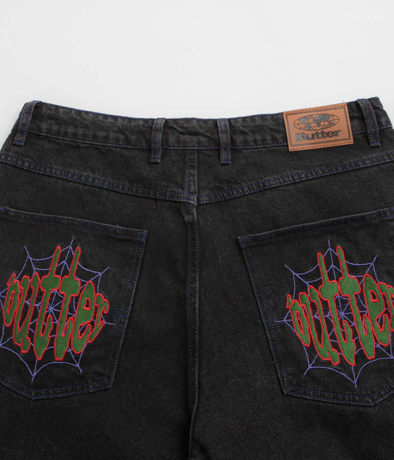 Butter Goods Spider Jeans in Washed Black