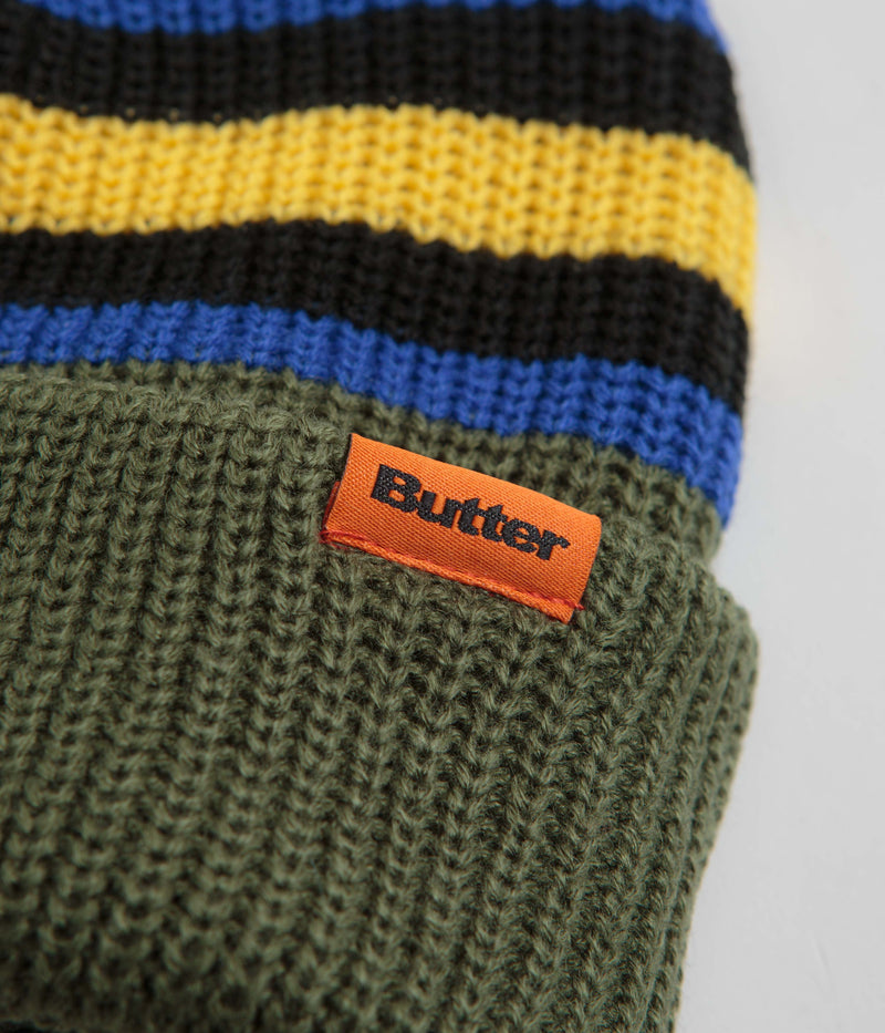 Butter Goods Stripe Cuff Beanie in Green
