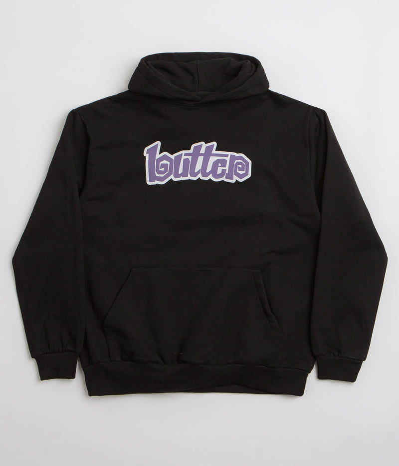 Butter Goods Swirl Hoodie in Black and Purple