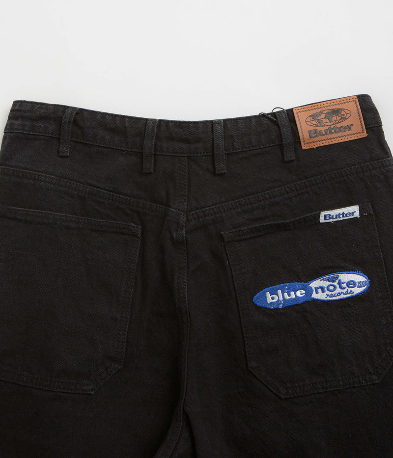 Butter Goods x Blue Note Pleated Denim Shorts in Washed Black