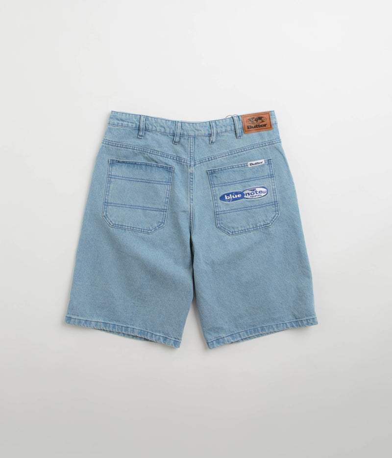 Butter Goods x Blue Note Pleated Denim Shorts in Washed Indigo