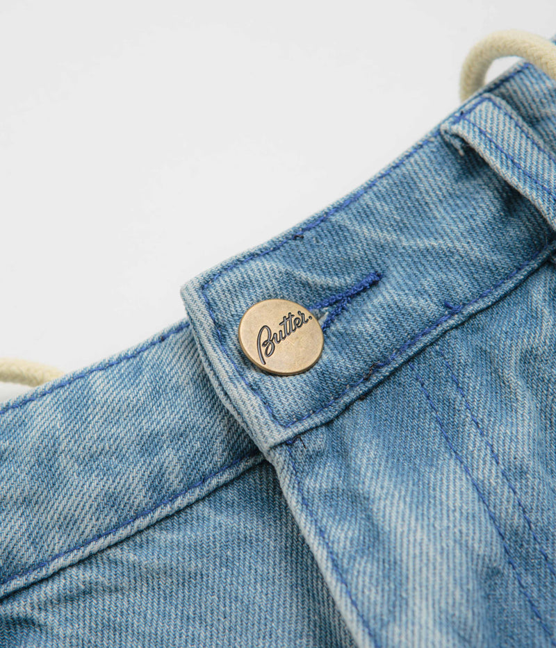 Butter Goods x Blue Note Pleated Denim Shorts in Washed Indigo