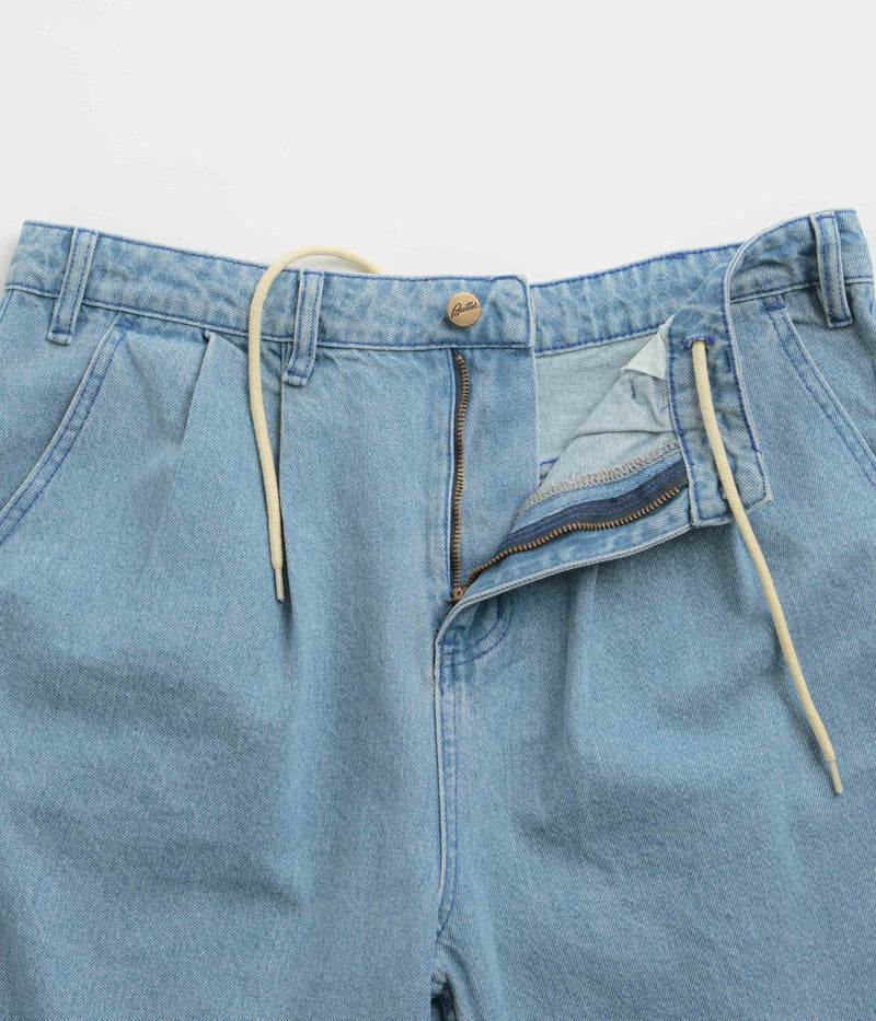 Butter Goods x Blue Note Pleated Denim Shorts in Washed Indigo