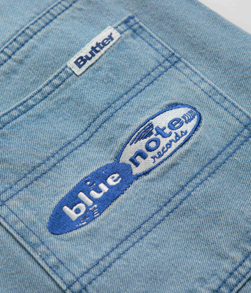 Butter Goods x Blue Note Pleated Denim Shorts in Washed Indigo