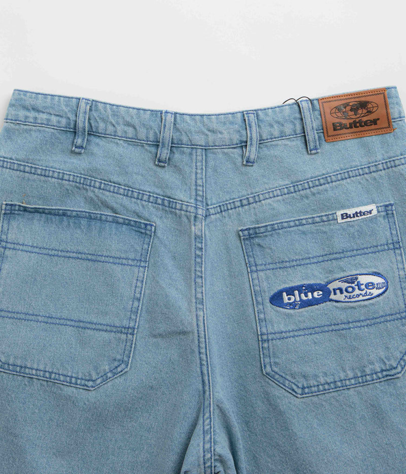 Butter Goods x Blue Note Pleated Denim Shorts in Washed Indigo