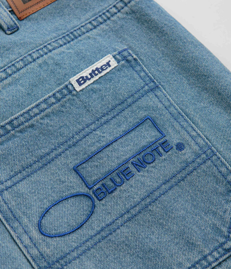 Butter Goods x Blue Note Pleated Jeans in Washed Indigo