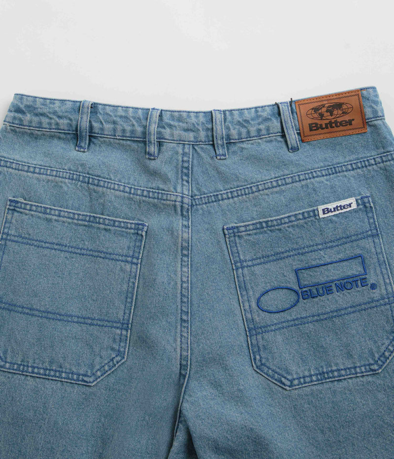Butter Goods x Blue Note Pleated Jeans in Washed Indigo
