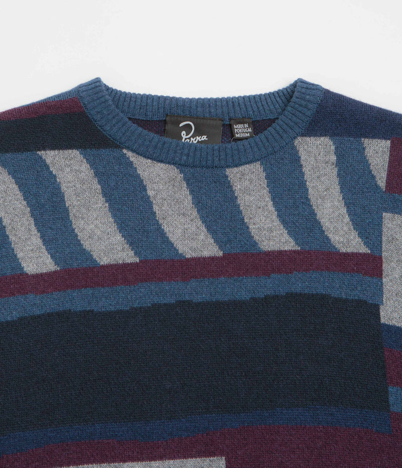 by Parra Patched Your Work Knitted Sweatshirt in Blue