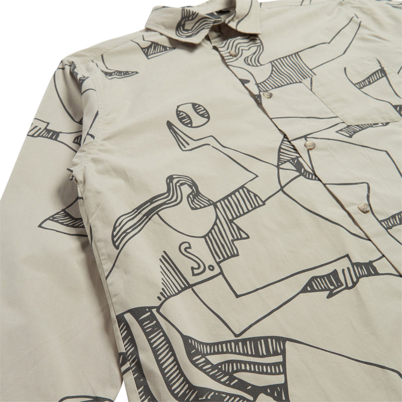 By Parra Pen Drawings Long Sleeve Shirt - Sand