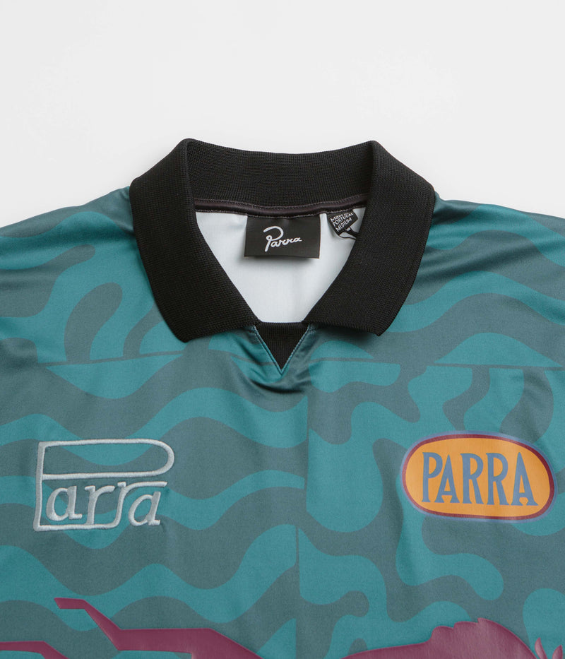 by Parra Sports Flage Polo Shirt in Deep Sea Green