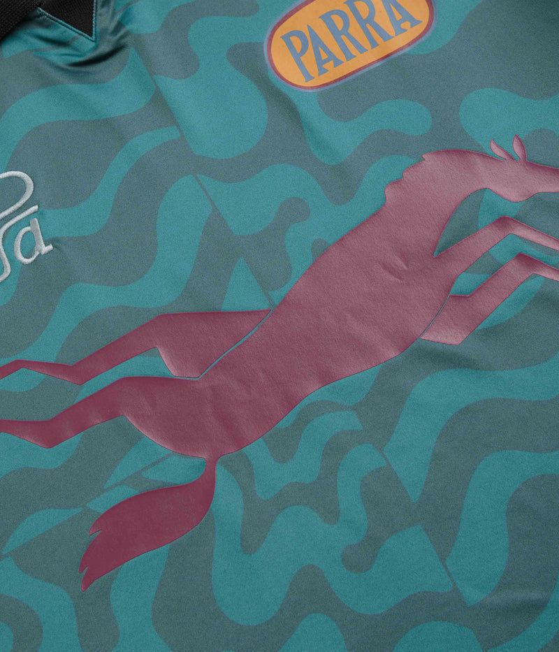 by Parra Sports Flage Polo Shirt in Deep Sea Green