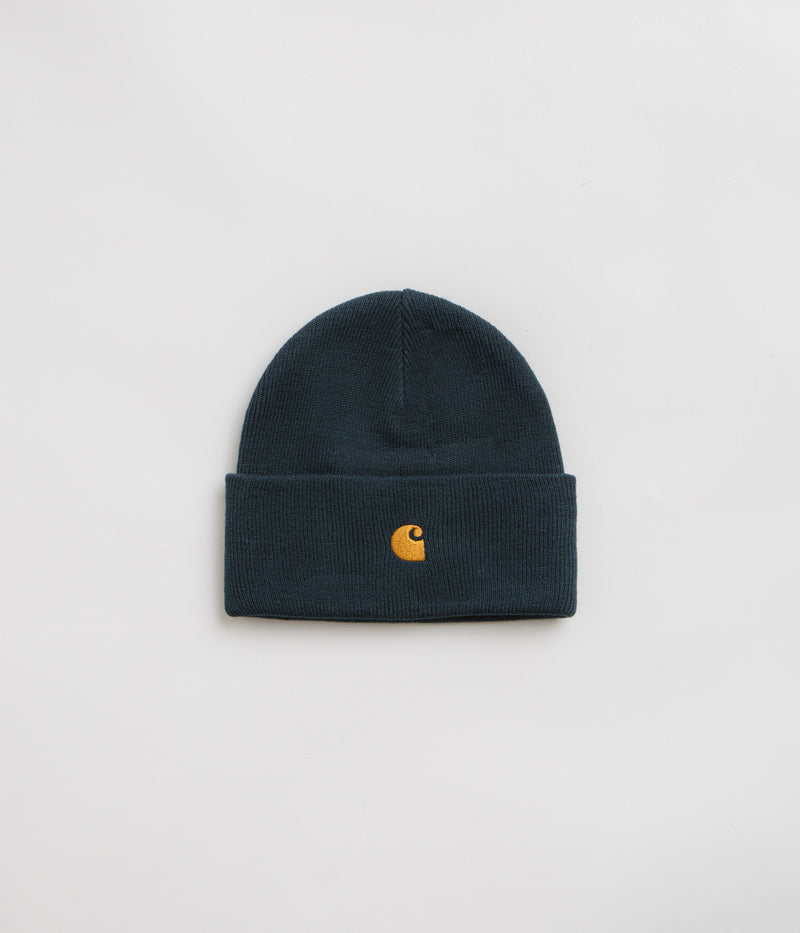 Carhartt Chase Beanie in Duck Blue and Gold