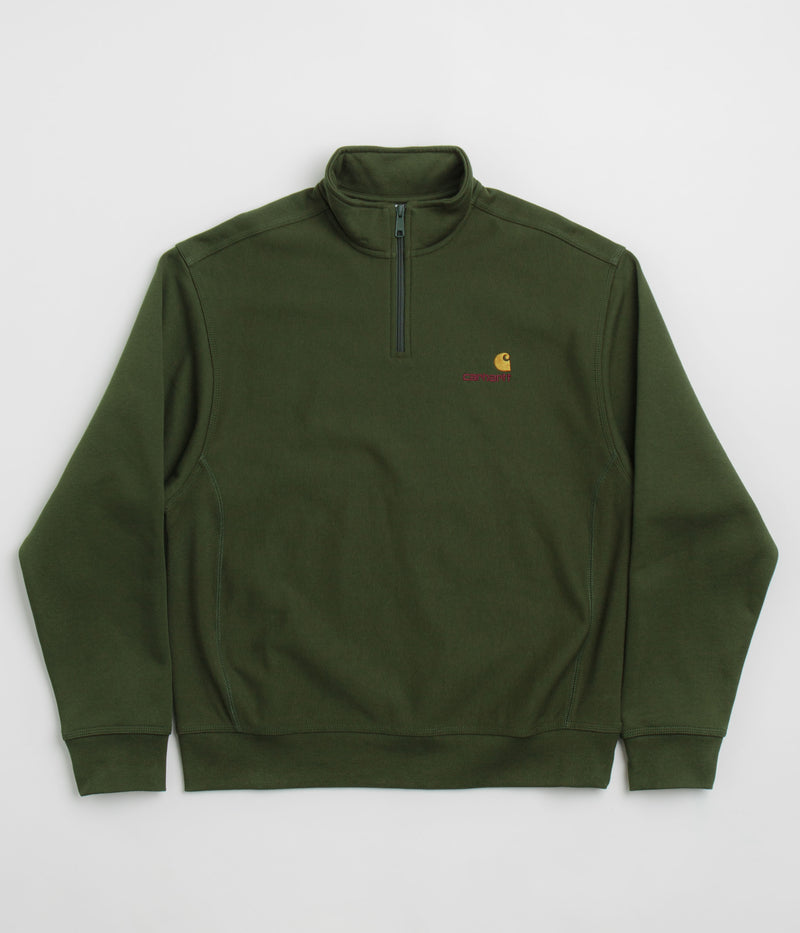 Carhartt Half Zip American Script Sweatshirt in Tarragon
