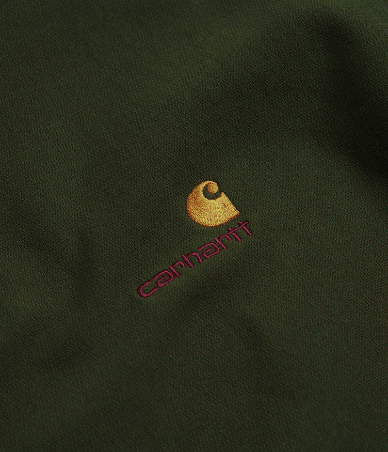 Carhartt Half Zip American Script Sweatshirt in Tarragon