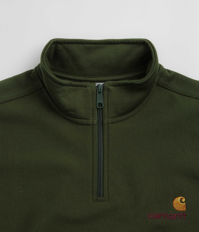Carhartt Half Zip American Script Sweatshirt in Tarragon