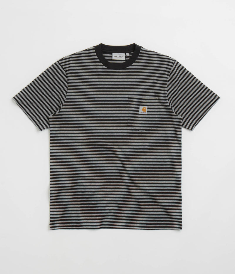 Carhartt Verner Pocket T-Shirt in Verner Stripe and Black / Dark Grey Heather
