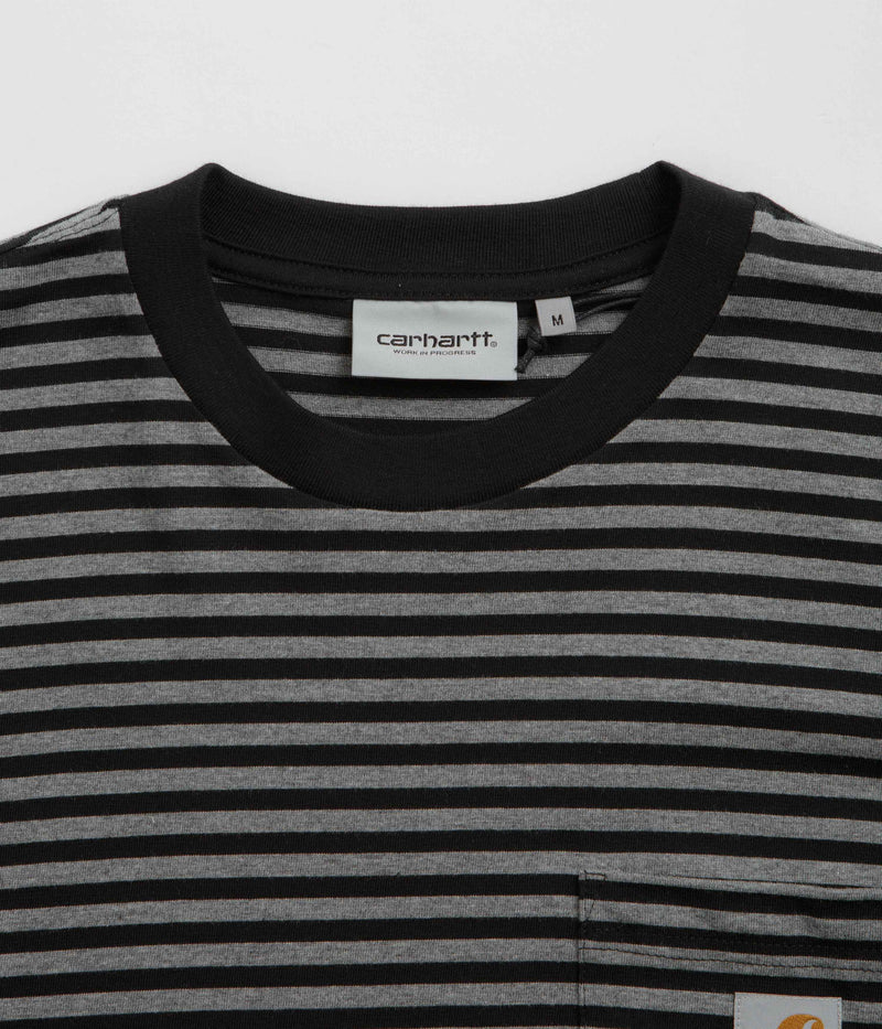 Carhartt Verner Pocket T-Shirt in Verner Stripe and Black / Dark Grey Heather