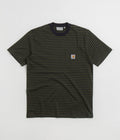 Carhartt Verner Pocket T-Shirt in Verner Stripe and Dark Navy / Office Green