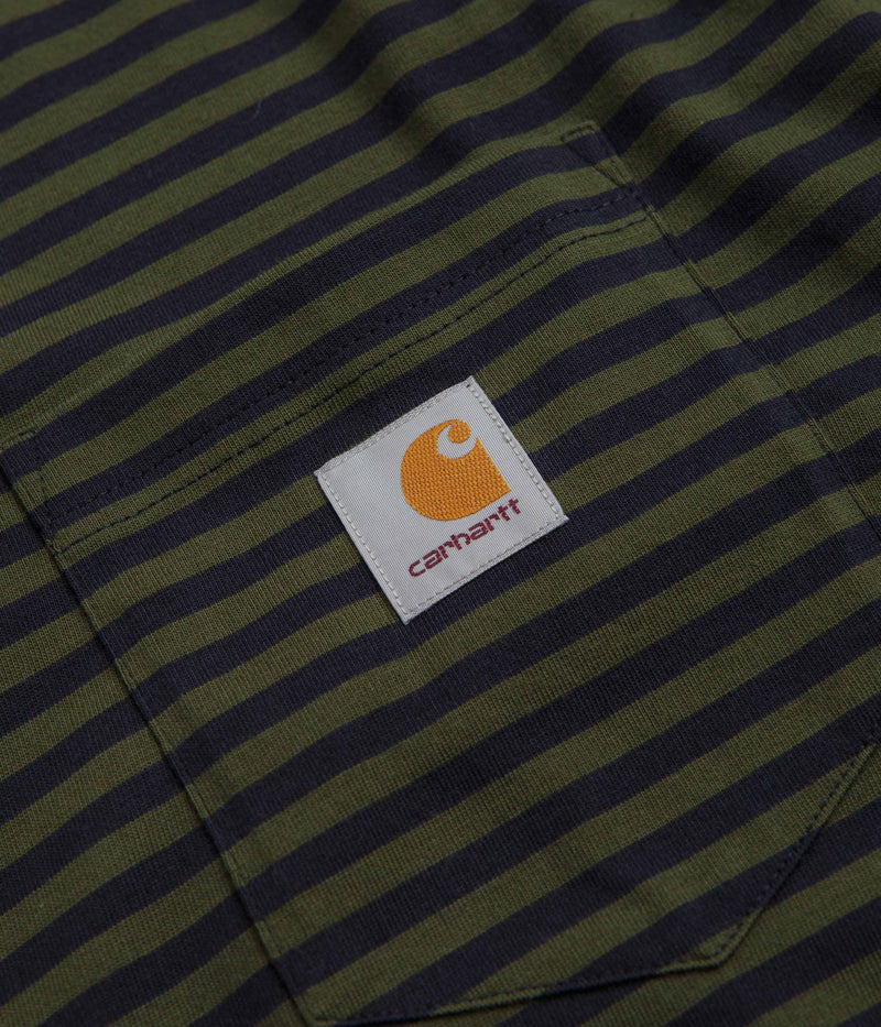 Carhartt Verner Pocket T-Shirt in Verner Stripe and Dark Navy / Office Green