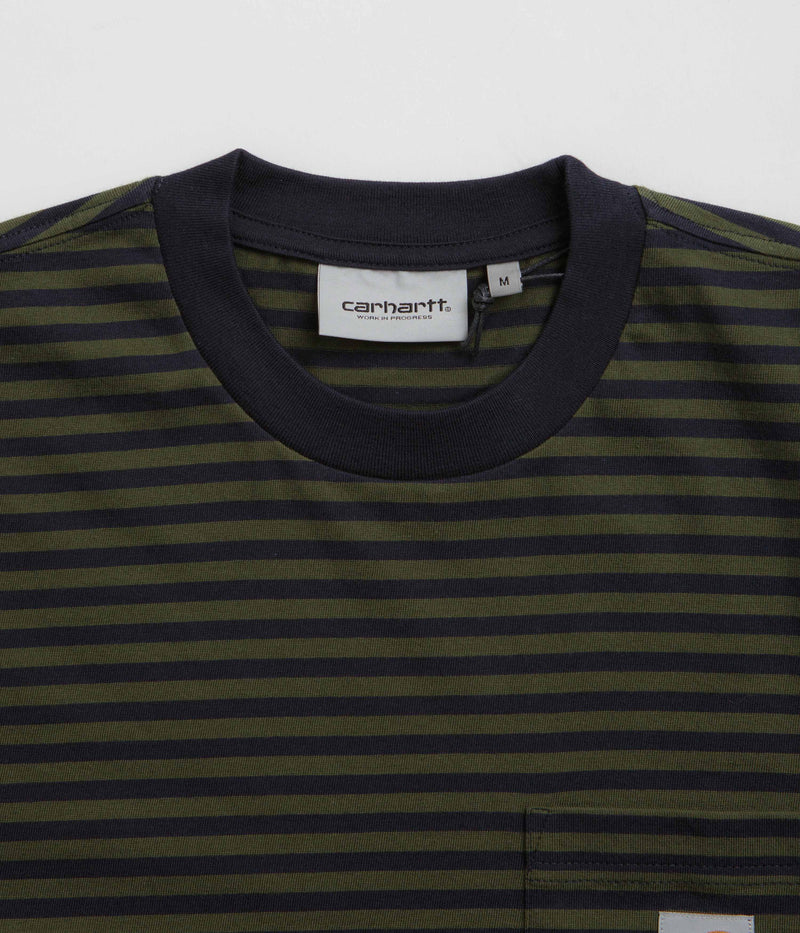 Carhartt Verner Pocket T-Shirt in Verner Stripe and Dark Navy / Office Green