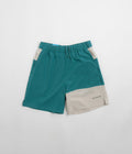 Columbia Hike Color Block Shorts in River Blue and Dark Stone