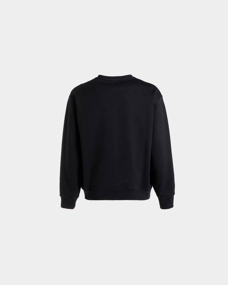 Crewneck Sweatshirt With a Bally Crest Logo In Navy Blue Cotton