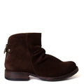 Brown suede ankle boot on a white background